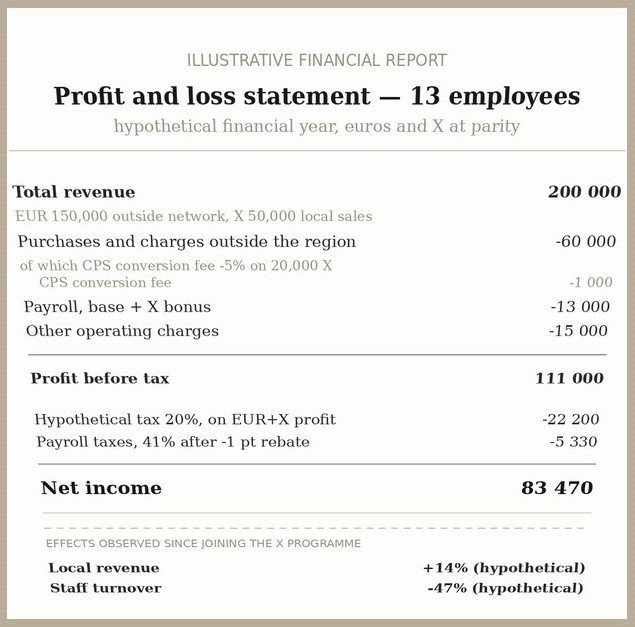 Hypothetical employer P&L with currency X bonus